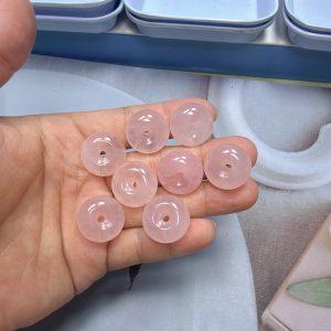 5-pieces Natural Rose Quartz Donut Ring Spacer Bead