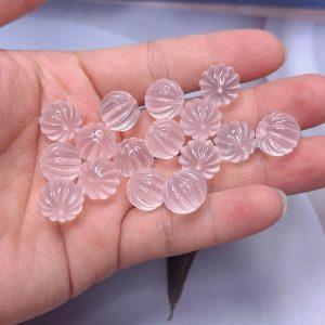 5-pieces Natural Rose Quartz Round Pumpkin Spacer Bead