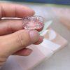 Natural Clear Quartz Double‑Hole Carved Fox‑Pattern Rectangle Spacer Bead