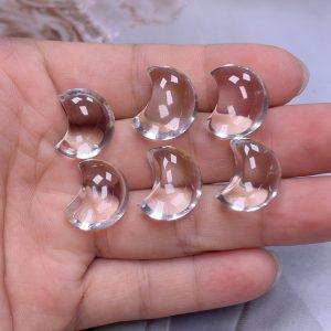 2-pieces Natural Clear Quartz Fat Crescent Moon Spacer Bead