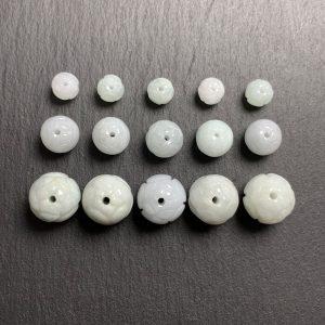 AAA Natural Jadeite Lotus Flower Shape Round Bead