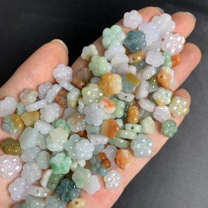5-Pieces AAA Icy Colorful Natural Jadeite Plum Flower Shape Bead