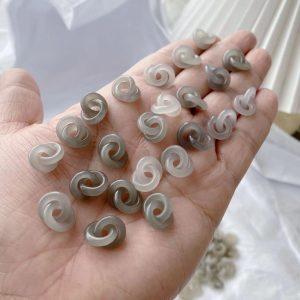 AAA Natural Smoky‑Purple Nephrite Interlocking Twin‑Ring Bead