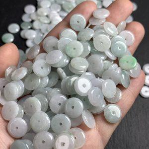 10mm 50-pieces Natural Type A Jadeite Ping An Kou Donut Loose Beads