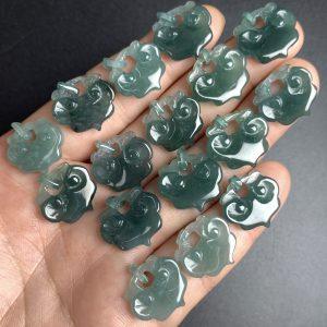 Natural Type A Blue Water Jadeite Auspicious Cloud Ruyi Lock Pendant Bead