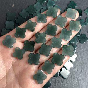 5-pieces Natural Grade A Jadeite Four-Leaf Clover Charm Bead