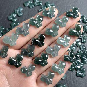 5-pieces Natural Grade A Blue Water Jadeite Butterfly Charm Bead