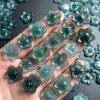 5-pieces Natural Grade A Blue Water Jadeite Cherry Blossom Button Charm Bead