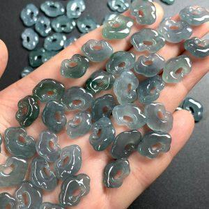 5-pieces Natural Grade A Blue Water Jadeite Ruyi Lock Charm Bead