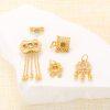 Natural Tourmaline Flower Charm Bead with Gold Plated S925 Silver Bezel Set