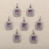 Natural Amethyst Square Pendant with S925 Sterling Silver Set
