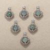 Natural Jadeite Square Shape Pendant with S925 Sterling Silver Set