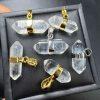 Natural Blue Needle Quartz Double-Terminated Prism Pendant with S925 Sterling Silver Clasp