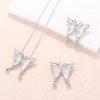 Natural Albite Jade Butterfly Pendant with S925 Sterling Silver Set