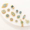 Natural Blue Water Jadeite Flower Round Bead Charm with Gold Plated S925 Silver Bezel Set