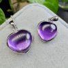 Natural Amethyst Heart Pendant with S925 Sterling Silver Set