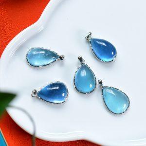 Natural Aquamarine Teardrop with S925 Sterling Silver Set
