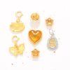 Natural Yellow Tone Gemstone Flower Multi Shapes Charm Bead with Gold Plated S925 Silver Bezel Set