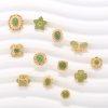 Natural Green Nephrite Flower Multi Shapes Bead with Gold Plated S925 Silver Bezel Set