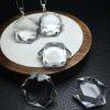 Natural Clear Quartz Facted Hexagram Pendant With S925 Sterling Silver Clasp