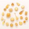 Natural Yellow Amber Flower Multi Shapes Bead with Gold Plated S925 Silver Bezel Set