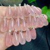 Natural Rose Quartz Teardrop Pendant with S925 Sterling Silver Clasp