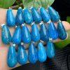 Natural Blue Apatite Teardrop Pendant with S925 Sterling Silver Clasp