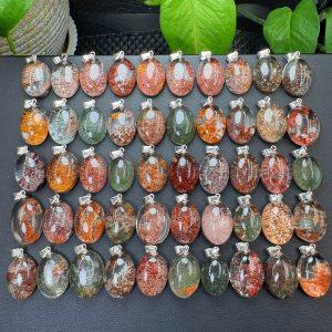 Natural Multicolor Phantom Quartz Oval-shaped Pendant with S925 Sterling Silver Clasp