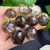 Natural Smoky Citrine Faceted Sphere Pendant with S925 Sterling Silver Clasp