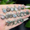 Natural Green Phantom Quartz Faceted Irregular Pendant with S925 Sterling Silver Clasp