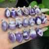 Natural Purple Agate Oval Pendant with S925 Sterling Silver Clasp