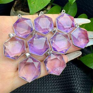 Natural Ametrine Hexagram Faceted Pendant with S925 Sterling Silver Setting