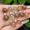 Natural Gold Rutilated Quartz Sphere Pendant with S925 Sterling Silver Clasp