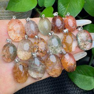 Natural Colorful Phantom Quartz Pendant with S925 Sterling Silver Clasp