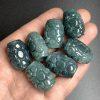 Carved Floral Ice-Glutinous Blue Water Jadeite Barrel Bead