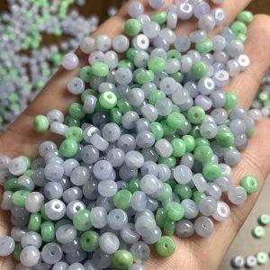 10 / 20 pcs Natural Type A Green and Gray Purple Jadeite Donut Bead