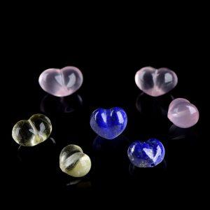 Natural Rose Quartz Lapis Lazuli Peach Heart Loose Bead