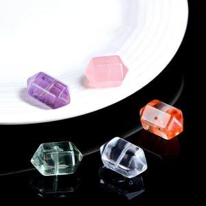 5-Pieces Natural Quartz Amethyst Citrine Double Terminated Prism Loose Bead