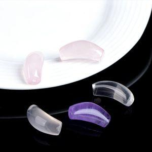 Natural Quartz Obsidian Amethyst Curved Tube Loose Bead