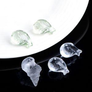 2-Pieces Natural Quartz Conch and Seal Loose Bead
