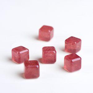 10-Pieces Natural Strawberry Quartz Cube Loose Bead