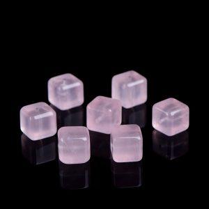 10-Pieces Natural Rose Quartz Cube Loose Bead