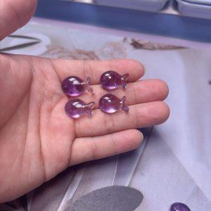 5-pieces Natural Amethyst Fish Shape Spacer Bead