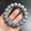 11 -12 mm Faceted Round Bead Type A Natural Icy Green Jadeite Beaded Bracelet
