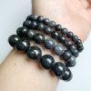 6 -13 mm Type A Natural Ink Jadeite Round Beaded Bracelet
