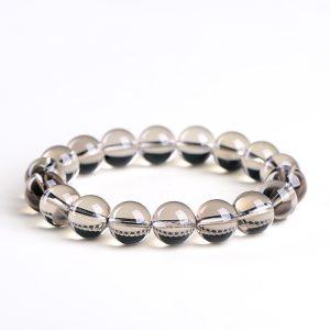 8mm - 12mm Natural Light Smoky Quartz Round Bead Bracelet