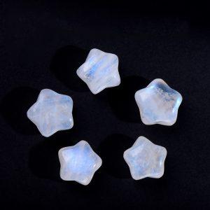 5-pieces Natural Type A Blue Light Moonstone Star Spacer Bead