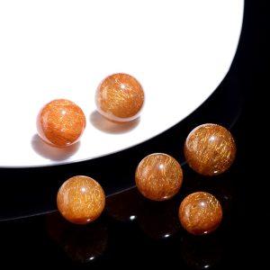 6A Natural Copper Rutilated Quartz Round Loose Single Bead