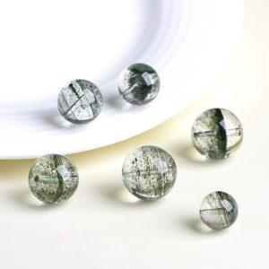 7A Natural Green Phantom Quartz Round Loose Single Bead