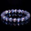 7mm - 10mm Natural Purple Sheen Gray Moonstone Round Bead Bracelet